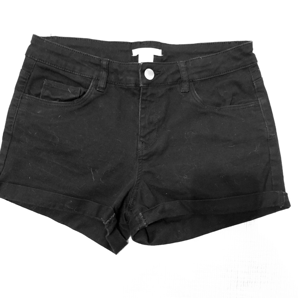 Black denim shorts